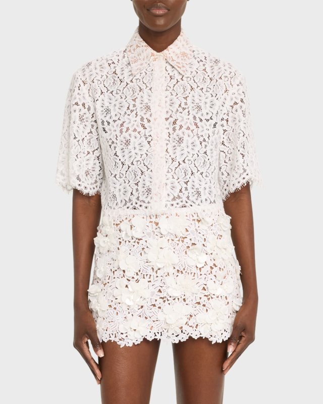 Lace Button-Front Shirt